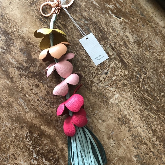 Anthropologie Blooming keychain bag charm leather NWT - Picture 4 of 8